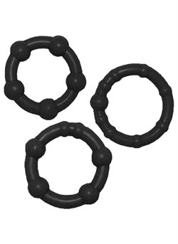 Stay Hard Beaded Cockrings Black penisringe sæt 3 stk.
